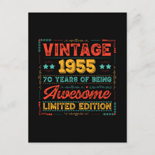 Vintage 1955 Hergestellt 1955 70. Geburtstag 70 Ja Feiertagspostkarte