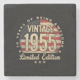 Vintage 1955 limitierte Auflage 70 Jahre alte Gesc Steinuntersetzer