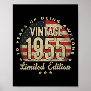 Vintage 1955 Limitierte Edition 70 Jahre alte Gesc Poster