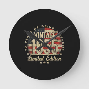 Vintage 1955 Limitierte Edition 70 Jahre alte Gesc Runde Wanduhr