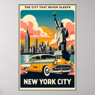 Vintage 1955 New York City Reiseplakat Poster