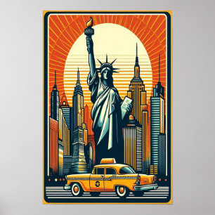 Vintage 1955 New Yorker Stadtansicht Poster