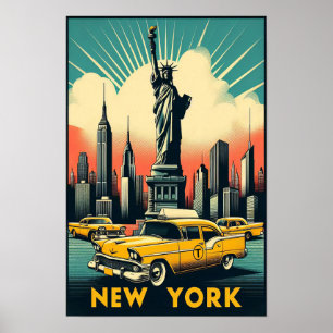 Vintage 1955 New Yorker Stadtansicht Poster