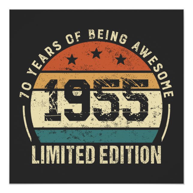Vintage 1955 Retro 70th Birthday Gift Idea Poster (Vorderseite)