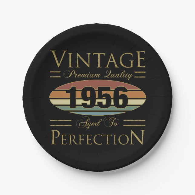 Vintage 1956 70. Geburtstag Pappteller (Vorderseite)