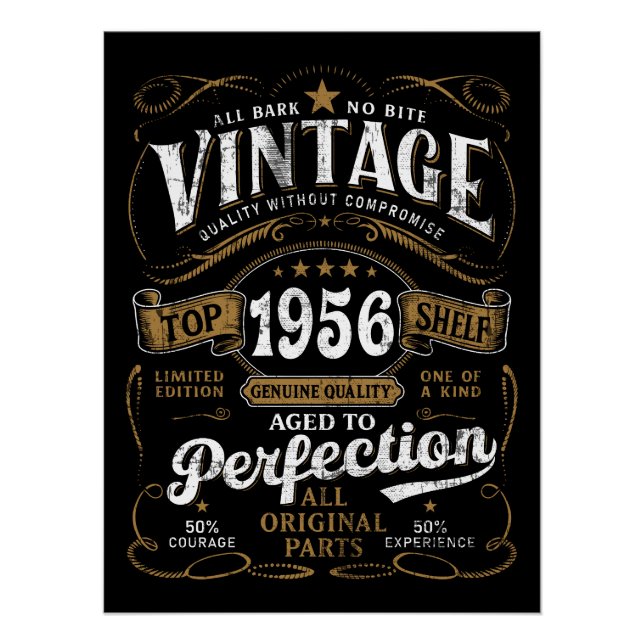 Vintage 1956 Birthday Aged to Perfection 70th  Poster (Vorderseite)