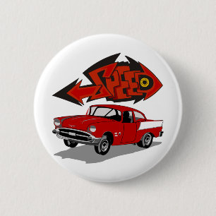 Vintage 1957 Chevy mit Graffiti-Text Geschwindigke Button