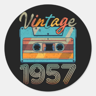 Vintage 1957 Kassette Retro 66. Geburtstag 66  Runder Aufkleber