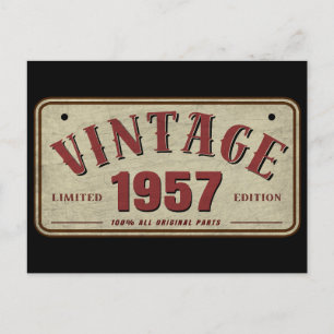 Vintage 1957 Limited Edition Originalteile Postkarte