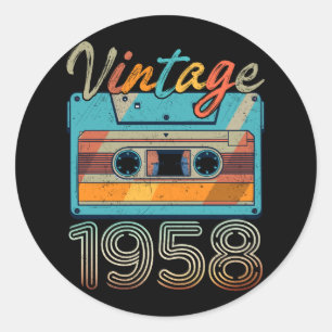 Vintage 1958 Kassette Retro 65. Geburtstag 65 Runder Aufkleber