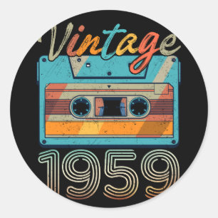 Vintage 1959 Kassette Retro 64. Geburtstag 64 Runder Aufkleber
