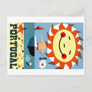 Vintage 1959 Portugal Strand Reiseplakat Postkarte