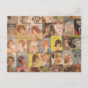 Vintage 1960er Frisuren Collage Postkarte