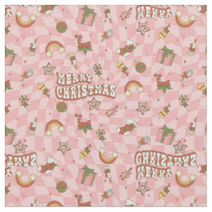vintage 1960er Jahre groovy frohe Weihnachten Stoff