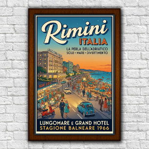 Vintage 1960er Jahre Rimini, Italien Reiseplakat Poster
