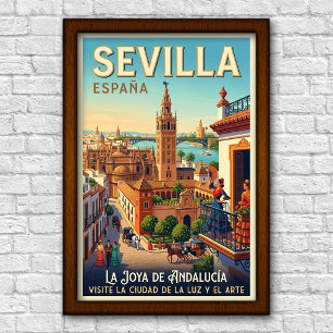 Vintage 1960er Jahre Seville, Spanien Reiseplakat Poster