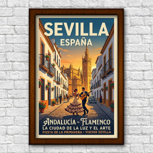 Vintage 1960er Jahre Seville, Spanien Reiseplakat Poster