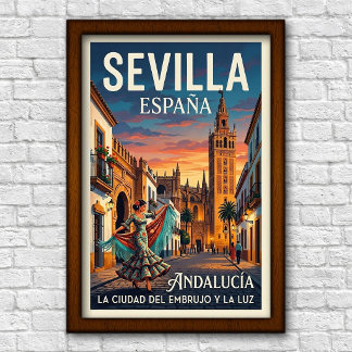 Vintage 1960er Jahre Seville, Spanien Reiseplakat Poster