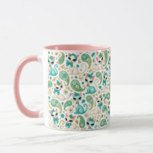 Vintage 1960er Katzen Paisley Tasse
