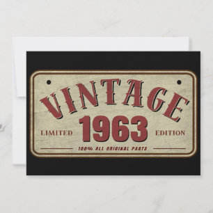 Vintage 1963 Limitierte Auflage Originalteile Einladung