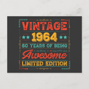 Vintage 1964 Hergestellt in 1964 60. Geburtstag 60 Feiertagspostkarte