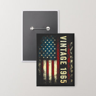 Vintage 1965 60 Jahre alte amerikanische Flagge 60 Button