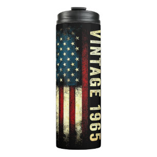 Vintage 1965 60 Jahre alte amerikanische Flagge 60 Thermosbecher