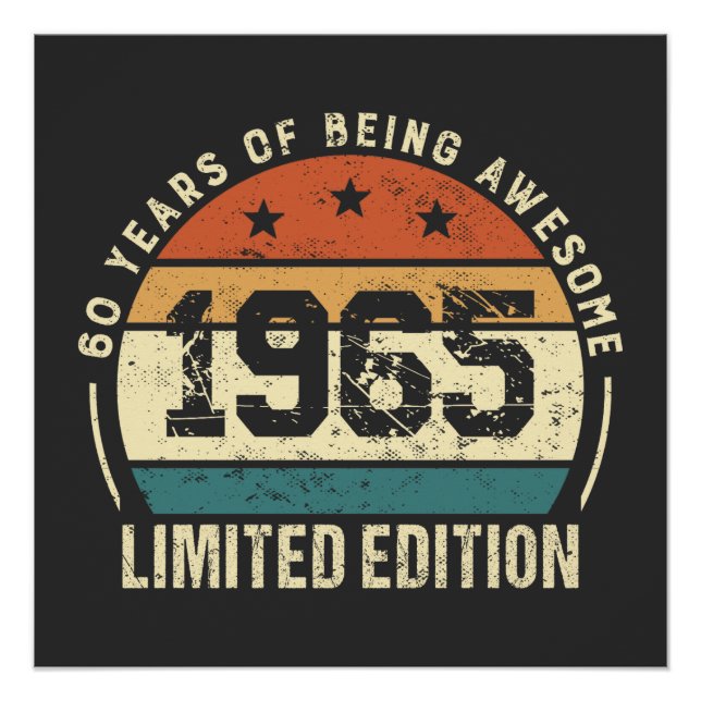 Vintage 1965 Retro 60. Geburtstagsidee Poster (Vorderseite)