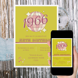Vintage 1966 60. Geburtstag Retro Grün Einladung