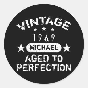 Vintage 1969 Personalisierter Grunge Runder Aufkleber