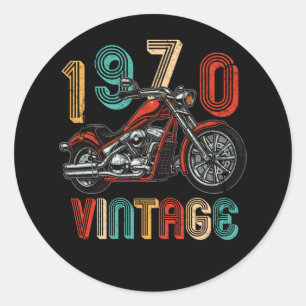 Vintage 1970 Motocross Dirt Bike 52. Geburtstag Runder Aufkleber