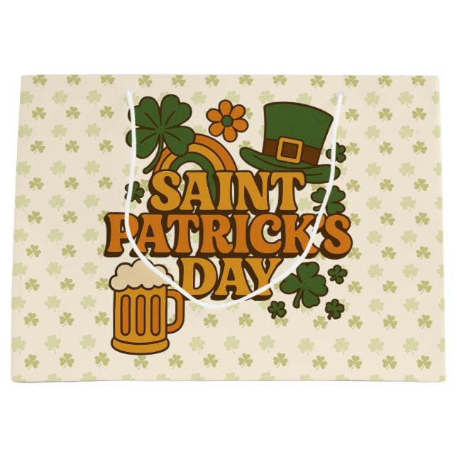 Vintage 1970s Saint Patrick's day  Große Geschenktüte (Vorderseite)