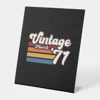 Vintage 1971 50. Geburtstag März Sockelschild