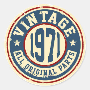Vintage 1971 Originalteile Runder Aufkleber