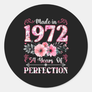 Vintage 1972 54 Jahr des Seins großartig Floral Ge Runder Aufkleber