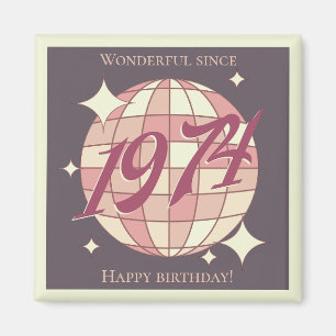 Vintage 1974 50. Geburtstag Retro Lila Magnet