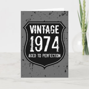 Vintage 1974 Grußkarte für Männer, gealtert auf Pe Karte
