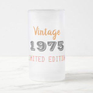 Vintage 1975 Glasierter Bierkrug – Geschenk zum 50 Mattglas Bierglas