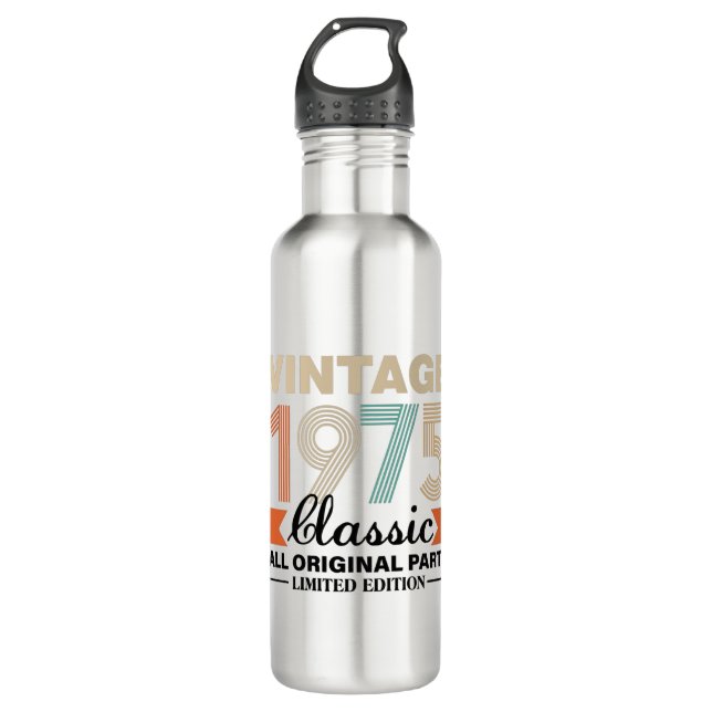 Vintage 1975 imited Edition Birthday Edelstahlflasche (Vorderseite)