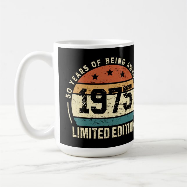 Vintage 1975 Retro 50. Geburtstagsjubiläum Kaffeetasse (Links)