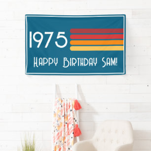 Vintage 1975 Retro-Streifen-Sonne 50. Geburtstag Banner
