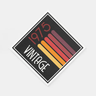 Vintage 1975 Retro-Streifen-Sonne 50. Geburtstag Serviette