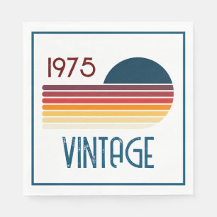 Vintage 1975 Retro-Streifen-Sonnenuntergang 50. Ge Serviette