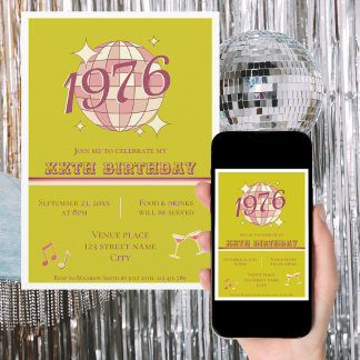 Vintage 1976 50. Geburtstag Retro Grün Einladung