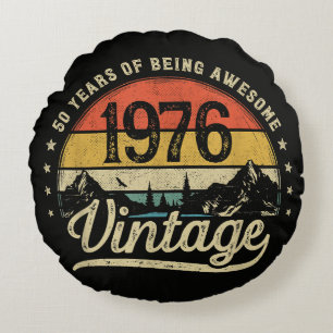 Vintage 1976 50 Jahre alt 50. Geburtstag Rundes Kissen