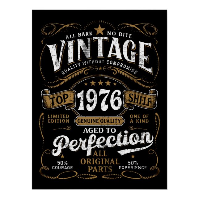 Vintage 1976 Birthday Aged To Perfection 50th  Poster (Vorderseite)