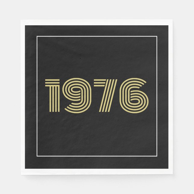 Vintage 1976 Black & Gold Tone 50th Birthday  Serviette (Vorderseite)