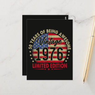 Vintage 1976 limitierte Auflage 50. Geburtstag Postkarte