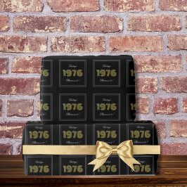 Vintage 1976 Retro 50th Birthday Black Custom Geschenkpapier