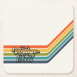 Vintage 1976 Retro Design paper coaster Rechteckiger Pappuntersetzer
